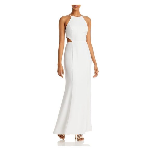 AQUA FORMAL Dresses & Skirts - AQUA FORMAL Womens Ivory Adjustable Side Cutouts Lined Sleeveless Sheath Dress 4